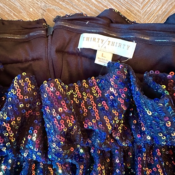 Thirty Thirty Blue multicolor sequin HOCO dress size large - Picture 4 of 11